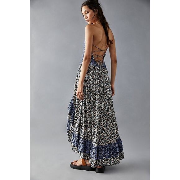 Free People One I Love Midi Dress in Blue Floral Women’s Size Small - Picture 1 of 9